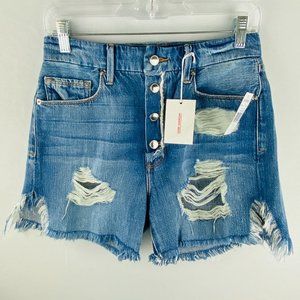 Good American Boyfriend Short Exposed Button Fly Women's Jean Shorts 0 / 25 NWT